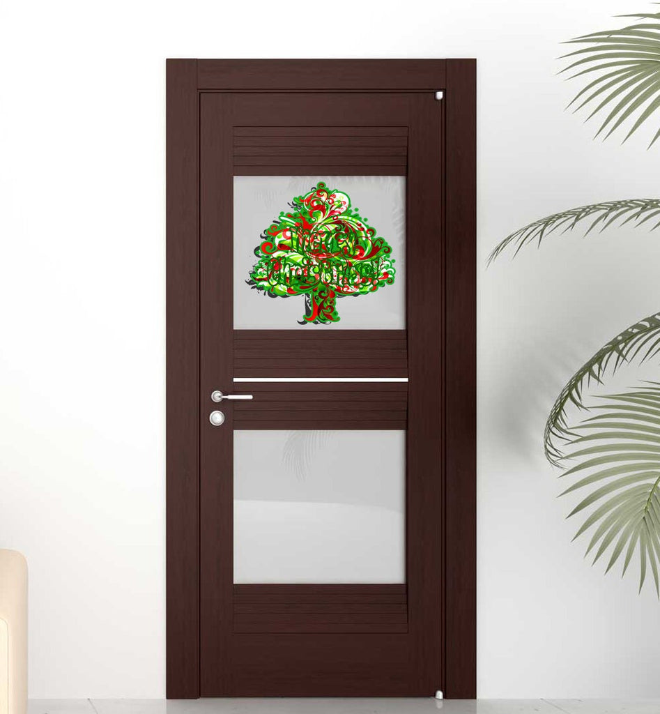 Christmas Tree Inscription New Year Wall Decal, Christmas Tree New Year Wall sticker, Christmas Tree New Year wall decor