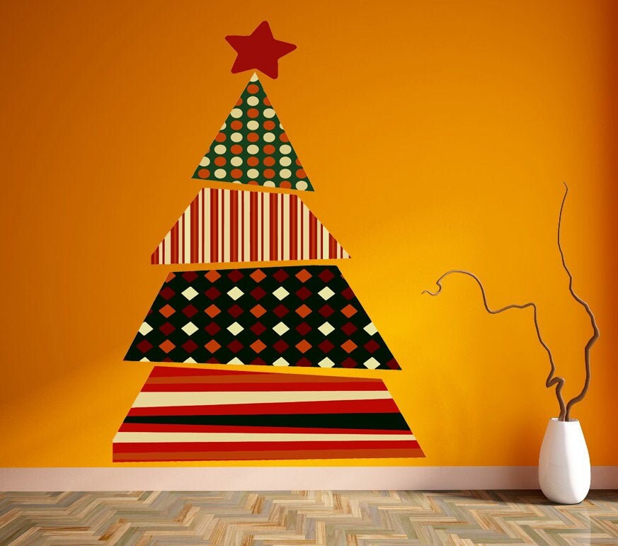 Designer Christmas Tree Wall Decal, Designer Christmas Tree Wall sticker, Designer Christmas Tree wall decor