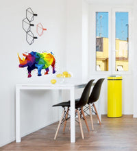 Load image into Gallery viewer, Rhinoceros Wall Decal, Colored Rhino Wall sticker, Multicolored rhino wall decor, Multicolored rhino Wall Art