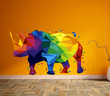 Load image into Gallery viewer, Rhinoceros Wall Decal, Colored Rhino Wall sticker, Multicolored rhino wall decor, Multicolored rhino Wall Art