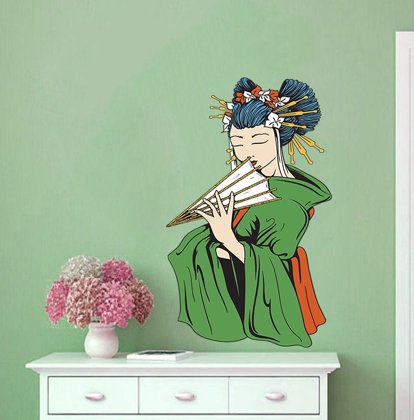 Geisha Sticker, Geisha Decal, Geisha Wall Decor