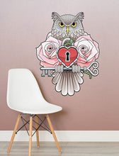 Load image into Gallery viewer, Rose and Owl Wall Decal, Owl Sticker, Owl Wall Decal