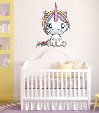 Load image into Gallery viewer, Rainbow Unicorn Wall Decal, Rainbow Unicorn Wall sticker, Rainbow Unicorn wall decor
