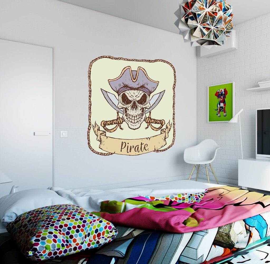 Pirate Skull Wall Decal, Pirate Skull Wall sticker, Pirate Skull wall decor