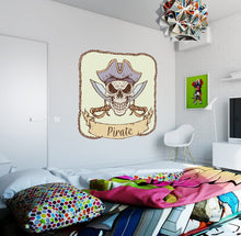 Load image into Gallery viewer, Pirate Skull Wall Decal, Pirate Skull Wall sticker, Pirate Skull wall decor