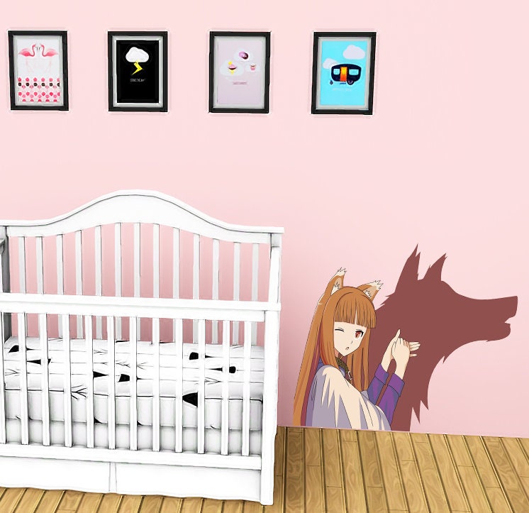 Anime Wolf Girl Wall Decal, Anime Wolf Girl Wall sticker, Anime Wolf Girl wall decor, Anime Wolf Girl Wall Art