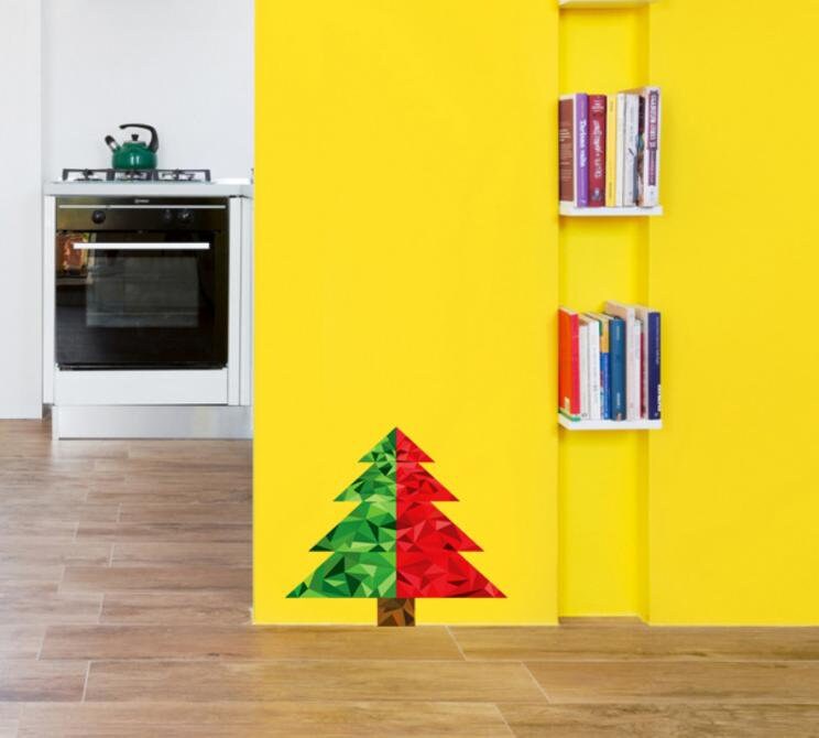 Christmas Tree Polygonal Wall Decal, X-Mas Tree Wall Sticker