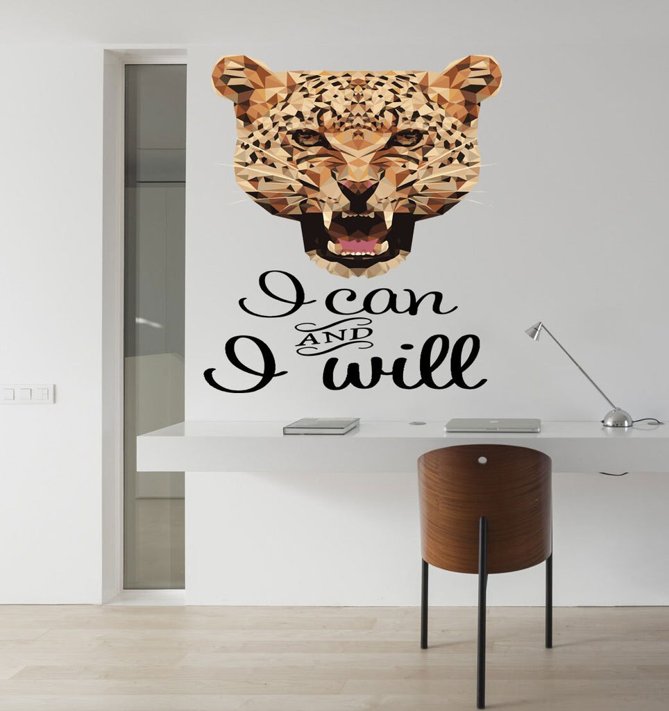 I Can and I Will Leopard Polygonal Wall Decal