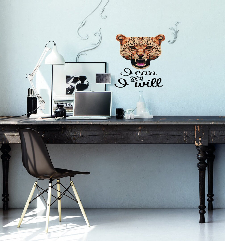 I Can and I Will Leopard Polygonal Wall Decal