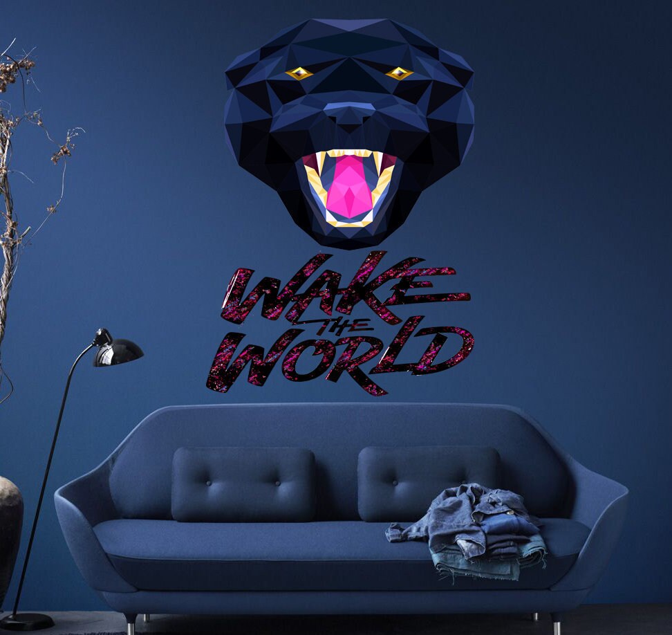 Wake The World Black Panther Polygonal Wall Decal