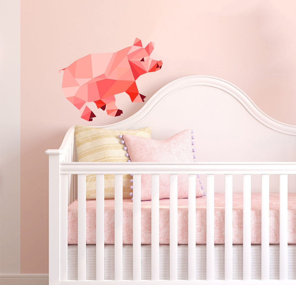 Pig Polygonal Wall Decal, Piglet Wall Decal