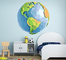 Load image into Gallery viewer, Earth 3D Polygonal Wall Decal, Planet Earth Wall Sticker, Space Wall Art, Galaxy Vinyl Wallpapers, Universe Modern Design, Planetary System