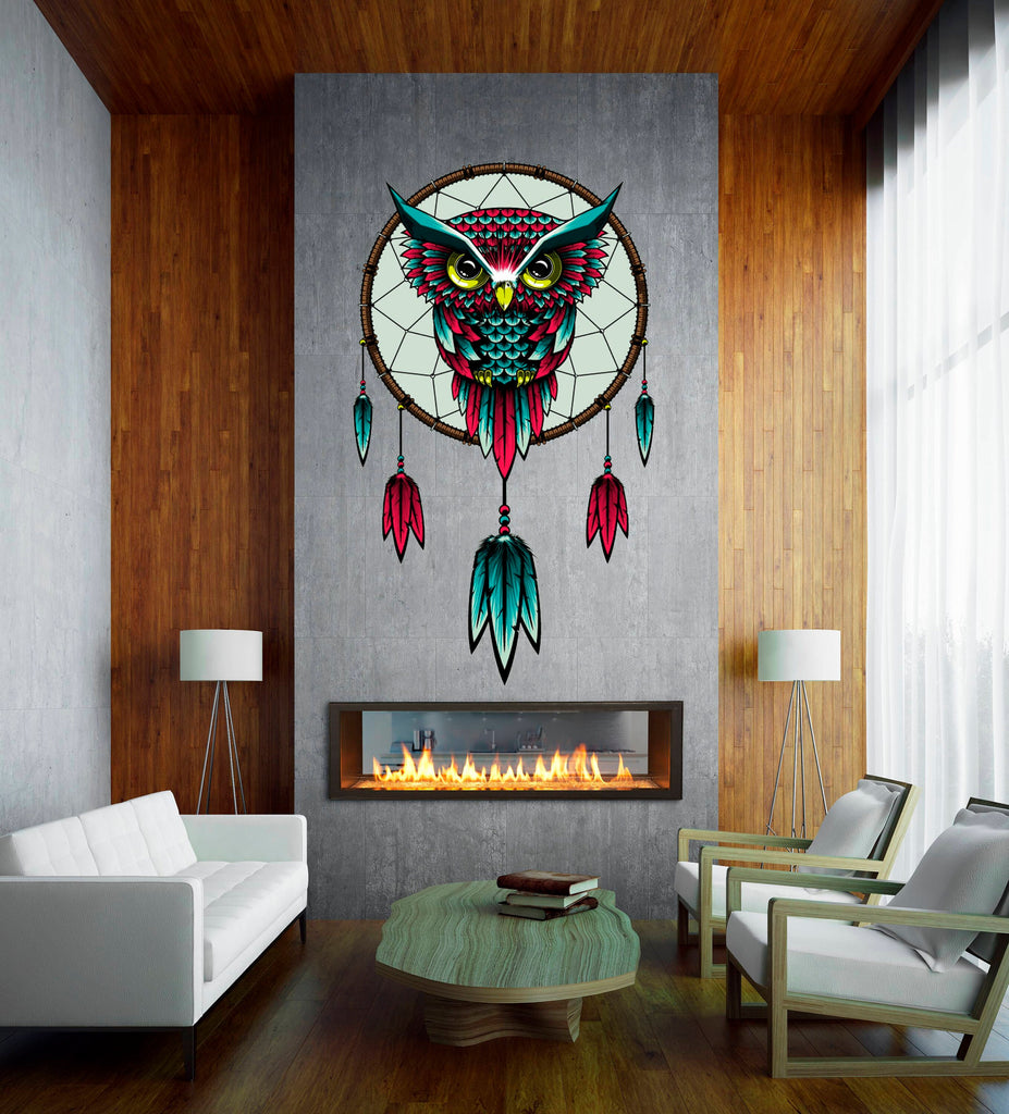Dreamcatcher Owl Wall Decal, Dreamcatcher Owl Wall sticker, Dreamcatcher Owl wall decor