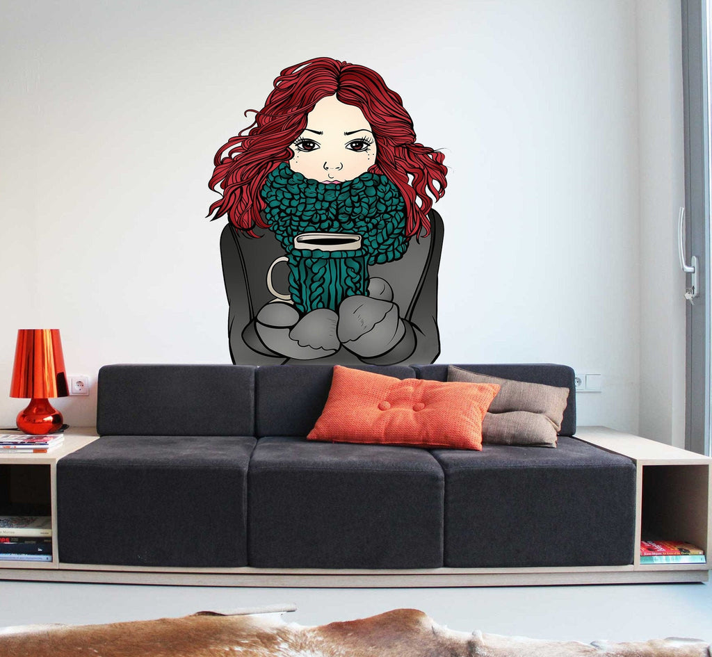 Winter Girl Wall Decal, Winter Girl Wall sticker, Winter Girl wall decor, Winter Girl Wall Art