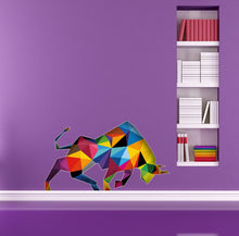 Load image into Gallery viewer, Polygonal Bull Wall Decal, Polygonal Bull Wall sticker, Polygonal Bull wall decor