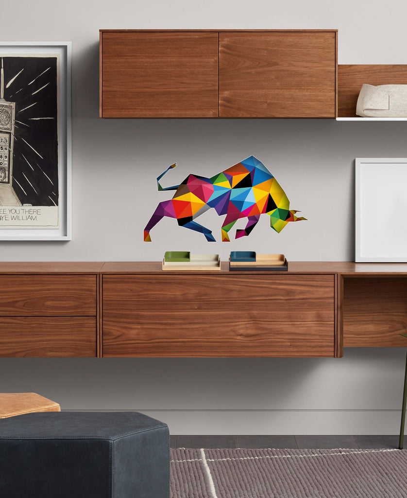 Polygonal Bull Wall Decal, Polygonal Bull Wall sticker, Polygonal Bull wall decor