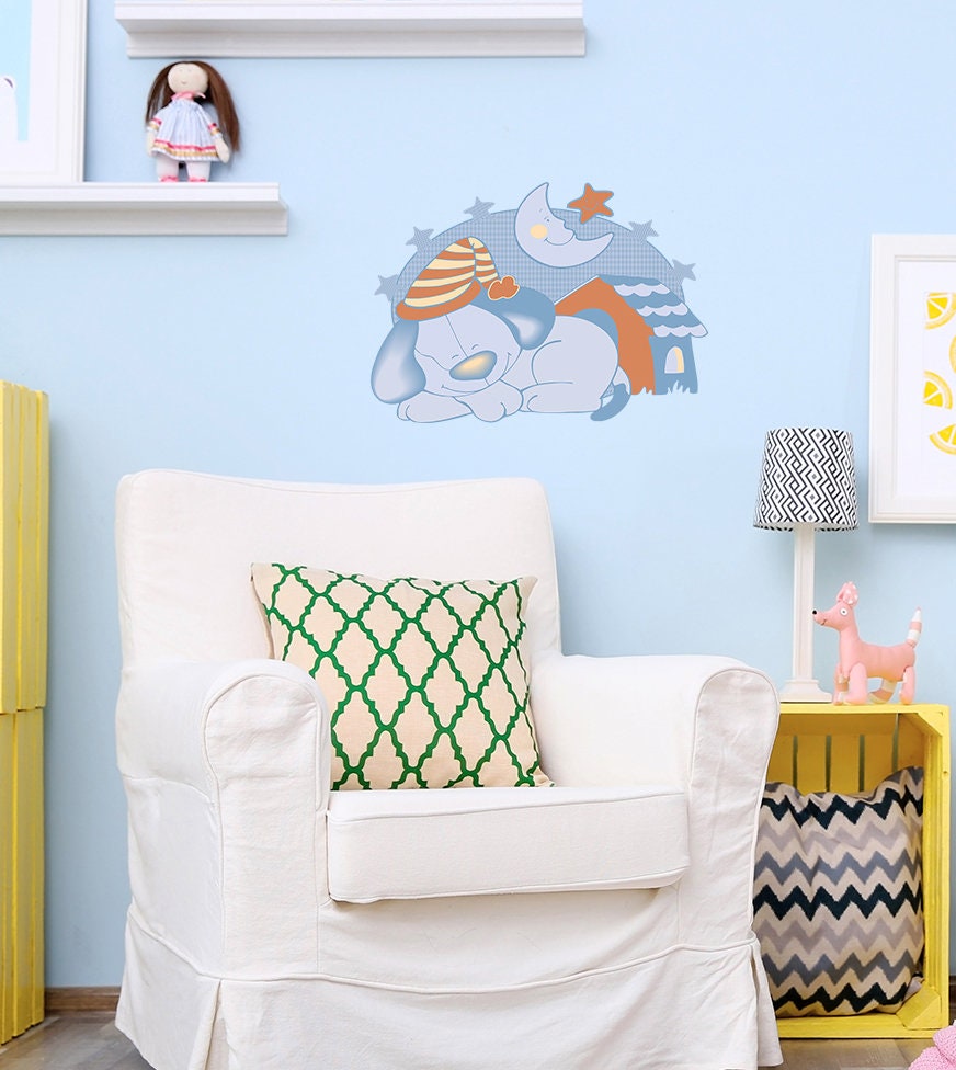 Sleeping Puppy Wall Decal, Sleeping Puppy Wall sticker, Sleeping Puppy wall decor, Sleeping Puppy Wall Art