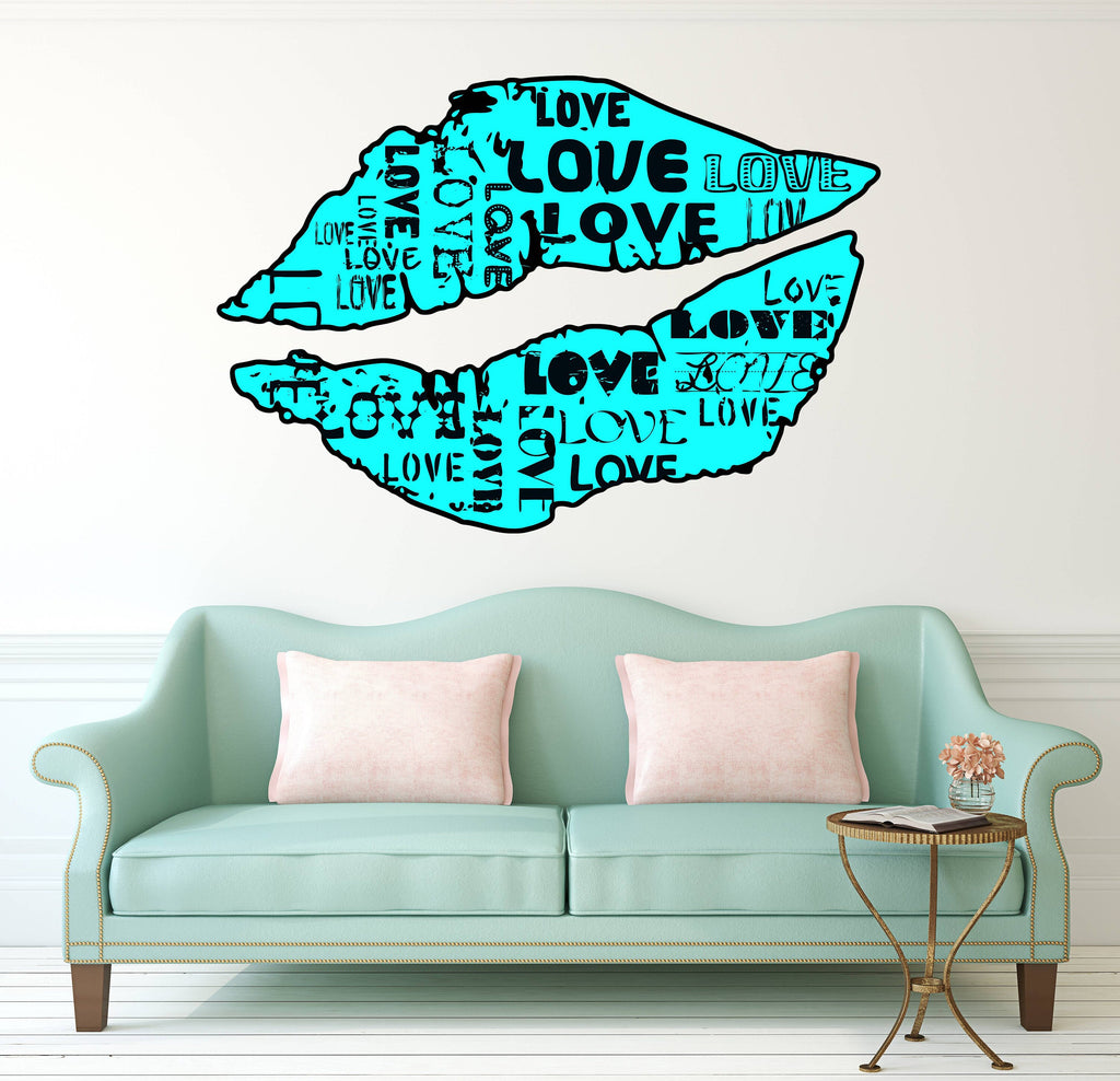 Lips Collage Love Wall Decal, Lips Collage Love Wall sticker, Lips Collage Love wall decor