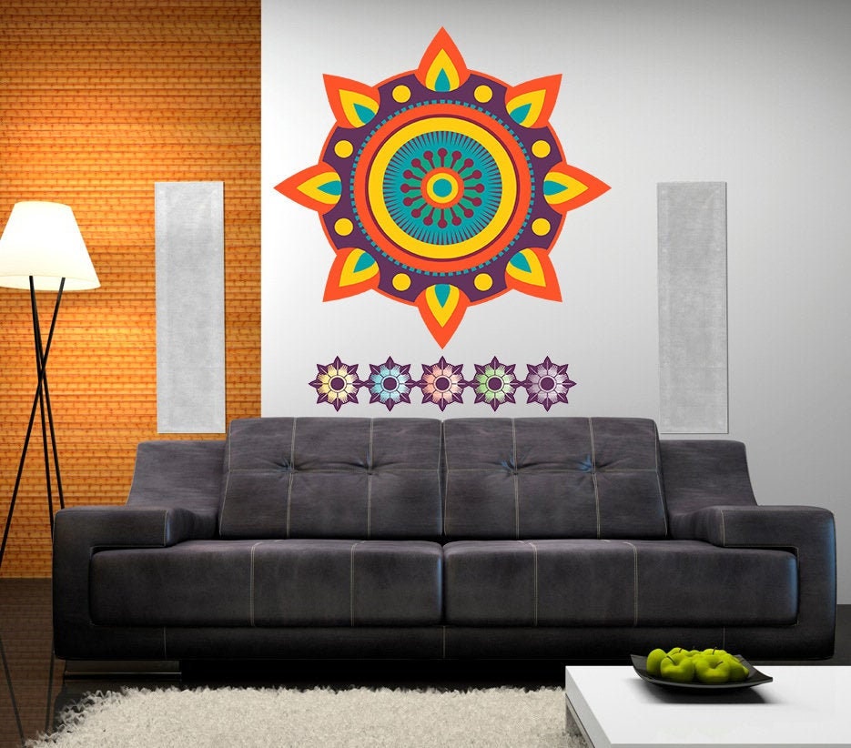 Yoga Mandala Wall Decal, Yoga Mandala Wall sticker, Yoga Mandala wall decor