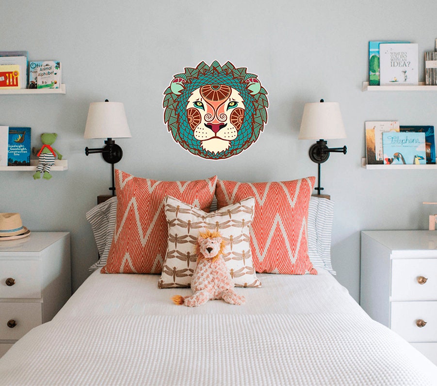 Boho Lion Wall Decal, Boho Lion Wall sticker, Boho Lion wall decor, Boho Lion Wall Art
