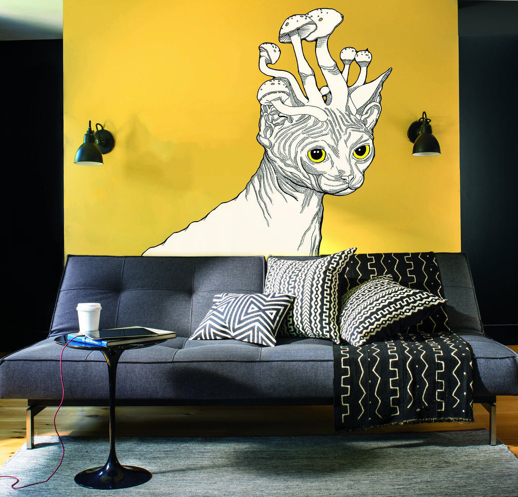 Psychedelic Sphinx cat Wall Decal, Psychedelic Sphinx cat Wall sticker, Psychedelic Sphinx cat wall decor, Sphinx cat Wall Art