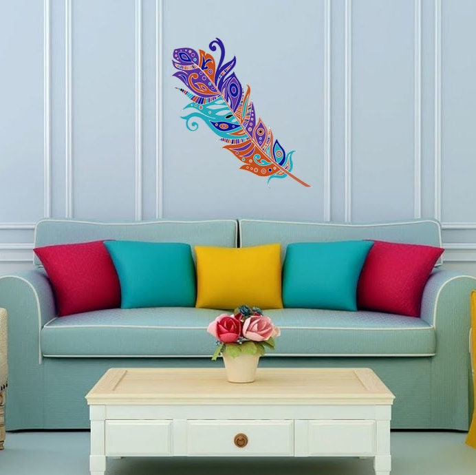 Beautiful Feather Wall Decal, Beautiful Feather Wall sticker, Beautiful Feather wall decor, Beautiful Feather Wall Art