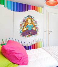 Load image into Gallery viewer, Girl Meditation Wall Decal, Girl Meditation Wall sticker, Girl Meditation wall decor, Girl Meditation Wall Art