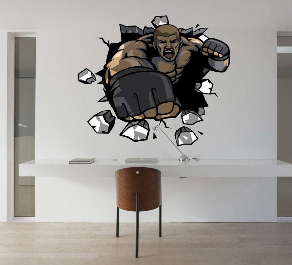 3D Boxing MMA Wall Decal, 3D Boxing MMA Wall sticker, 3D Boxing MMA wall decor