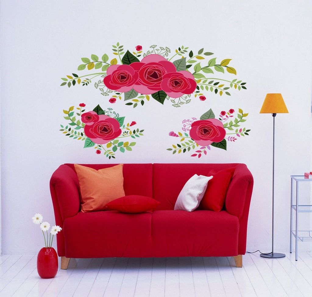 Flower Roses Wall Decal, Flower Roses Wall sticker, Flower Roses wall decor
