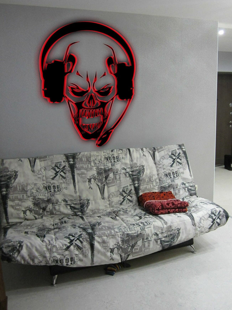 Skull Headphones Wall Decal, Skull Headphones Wall sticker, Skull Headphones wall decor