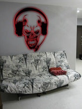 Load image into Gallery viewer, Skull Headphones Wall Decal, Skull Headphones Wall sticker, Skull Headphones wall decor
