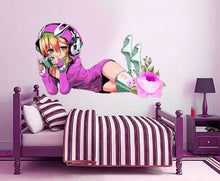 Load image into Gallery viewer, Anime Girl Gamer Wall Decal, Anime Girl Gamer Wall sticker, Anime Girl Gamer wall decor, Anime Girl Gamer Wall Art