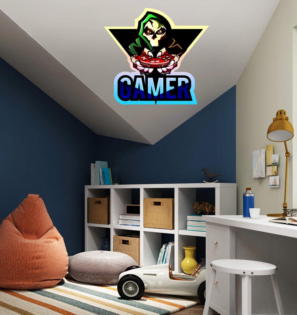 Skeleton Game Controller Gamer Wall Decal, Skeleton Game Controller Gamer Wall sticker