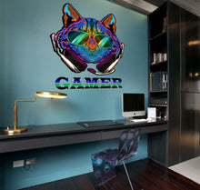 Load image into Gallery viewer, Gamer Cat Wall Decal, Gamer Cat Wall sticker, Gamer Cat wall decor,