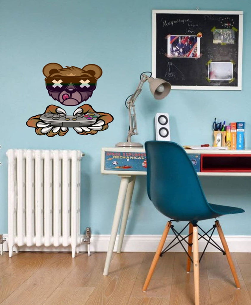 Bear Gamer Game Controller Wall Decal, Bear Gamer Game Controller Wall sticker, Bear Gamer Game Controller wall decor