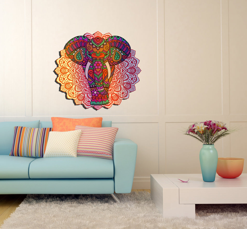Boho Elephant Mandala Wall Decal, Boho Elephant Mandala Wall sticker, Boho Elephant Mandala wall decor