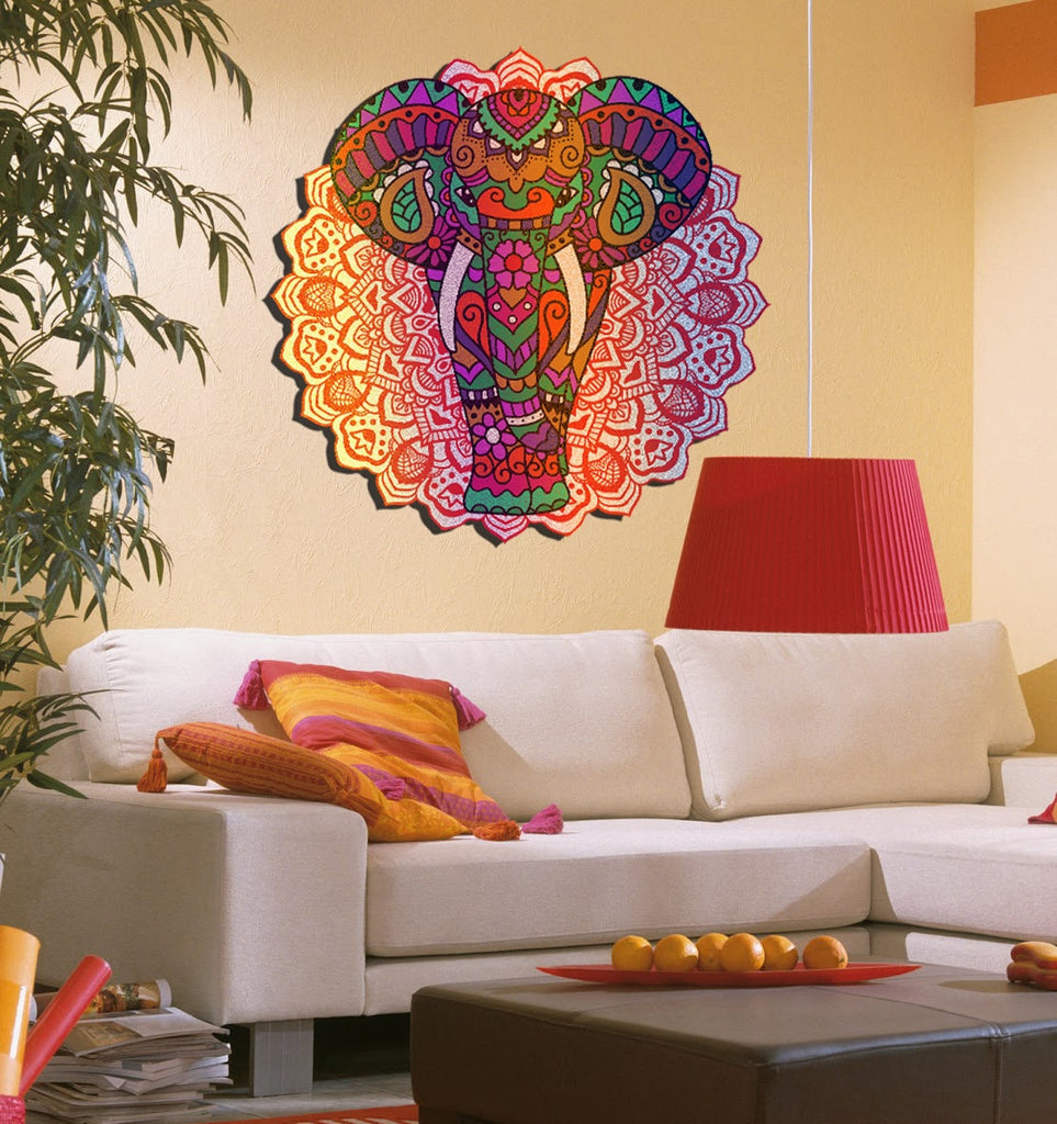 Boho Elephant Mandala Wall Decal, Boho Elephant Mandala Wall sticker, Boho Elephant Mandala wall decor
