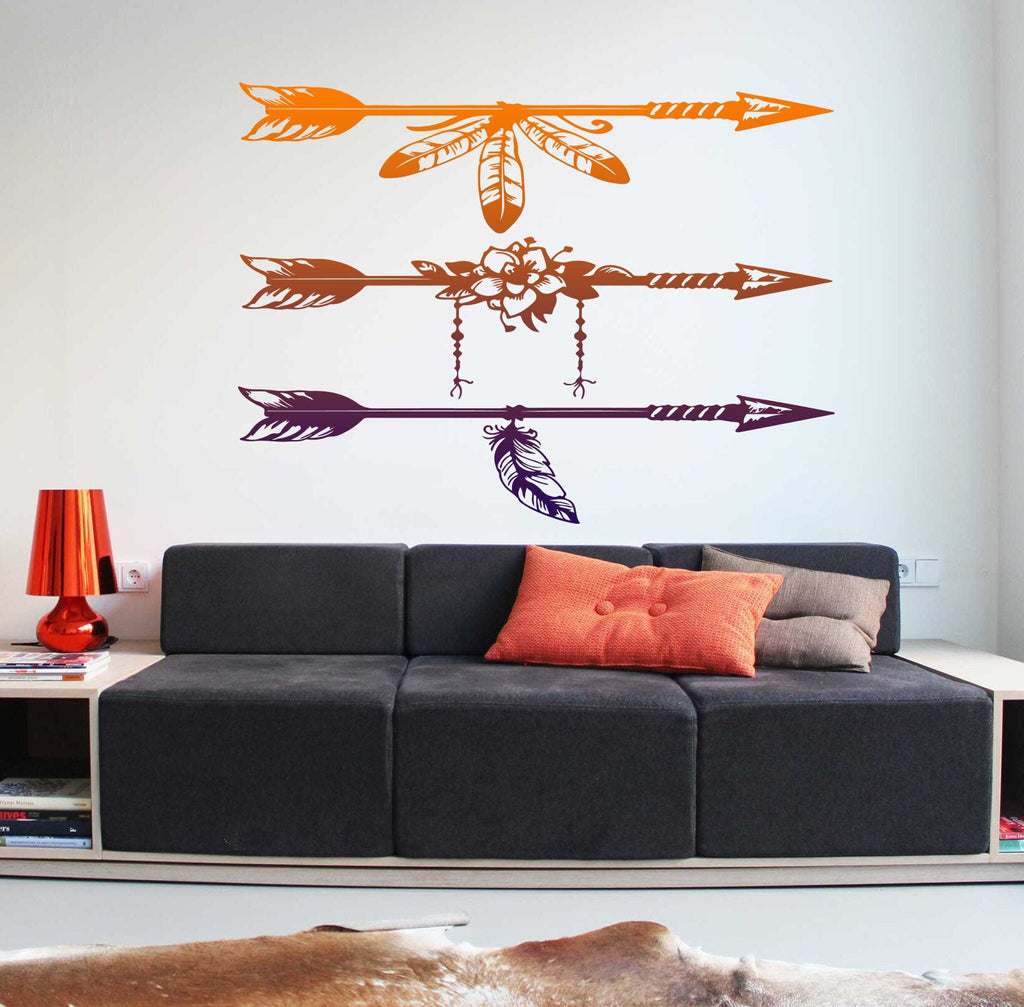 Bohemian style Arrow Feather Wall Decal, Bohemian style Arrow Feather Wall sticker, Bohemian style Arrow Feather wall decor