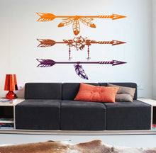Load image into Gallery viewer, Bohemian style Arrow Feather Wall Decal, Bohemian style Arrow Feather Wall sticker, Bohemian style Arrow Feather wall decor
