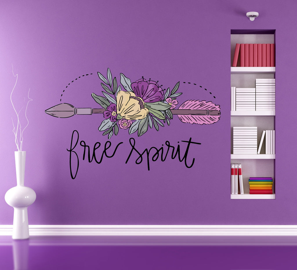 Boho Arrow Flowers Wall Decal, Boho Arrow Flowers Wall sticker, Boho Arrow Flowers wall decor