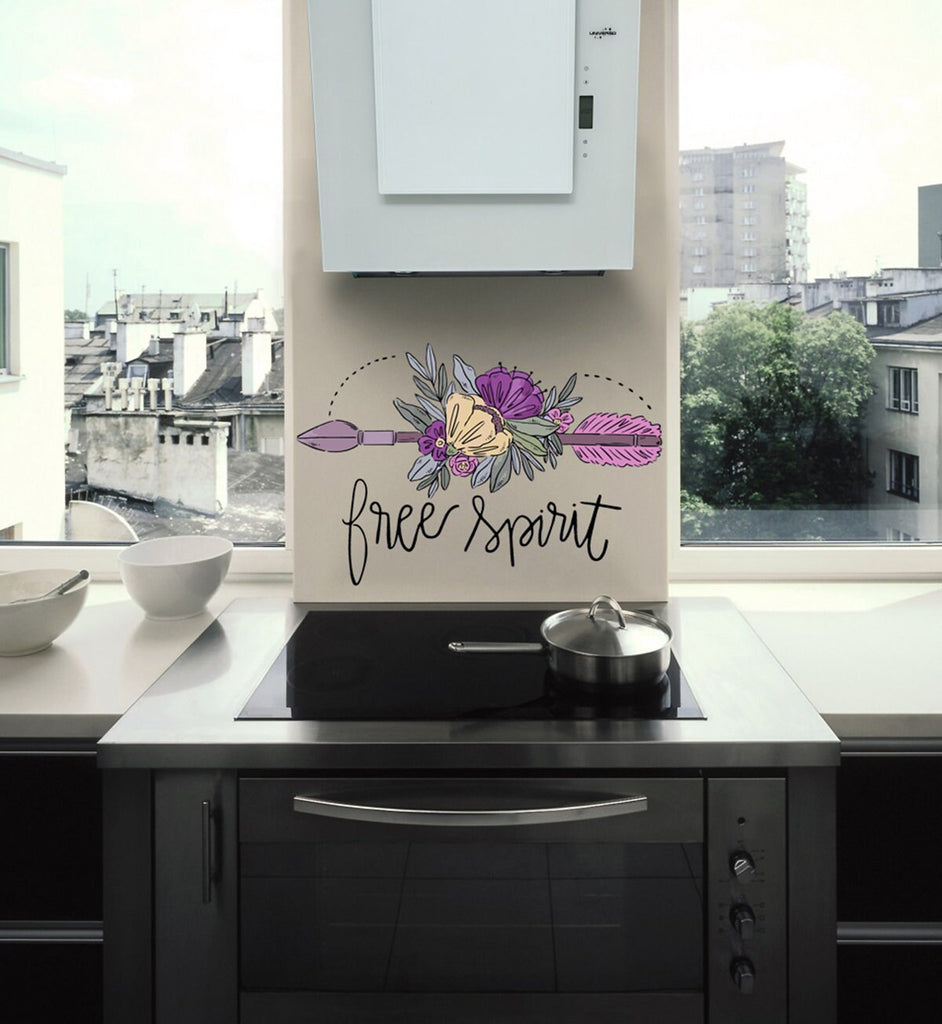 Boho Arrow Flowers Wall Decal, Boho Arrow Flowers Wall sticker, Boho Arrow Flowers wall decor