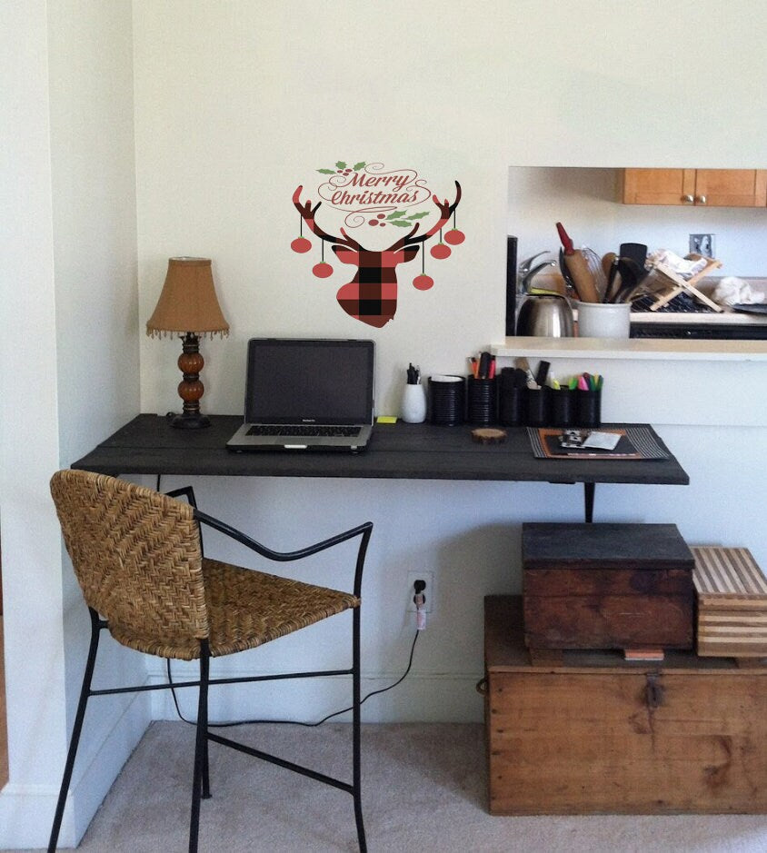 Christmas Deer Wall Decal, Christmas Deer Wall sticker, Christmas Deer wall decor