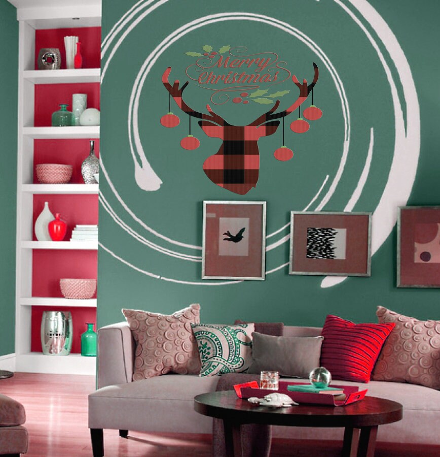 Christmas Deer Wall Decal, Christmas Deer Wall sticker, Christmas Deer wall decor