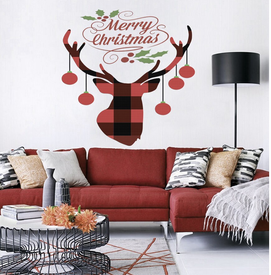 Christmas Deer Wall Decal, Christmas Deer Wall sticker, Christmas Deer wall decor