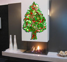 Load image into Gallery viewer, Christmas Tree Inscription New Year Wall Decal, Christmas Tree New Year Wall sticker, Christmas Tree New Year wall decor