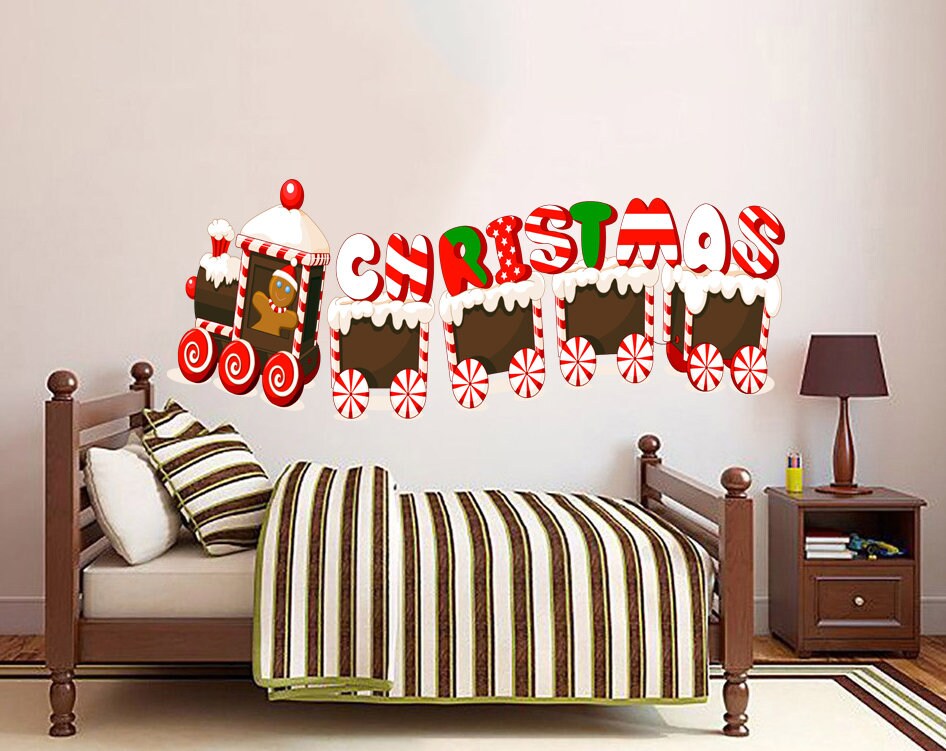 Train New Year Wall Decal, Train New Year Wall sticker, Train New Year wall decor
