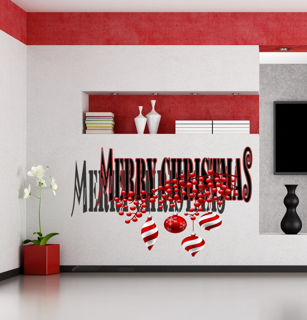 Happy New Year Merry Christmas Wall Decal, Merry Christmas Wall sticker, Happy New Year wall decor