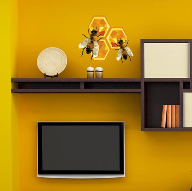 Bees Polygonal Wall Decal