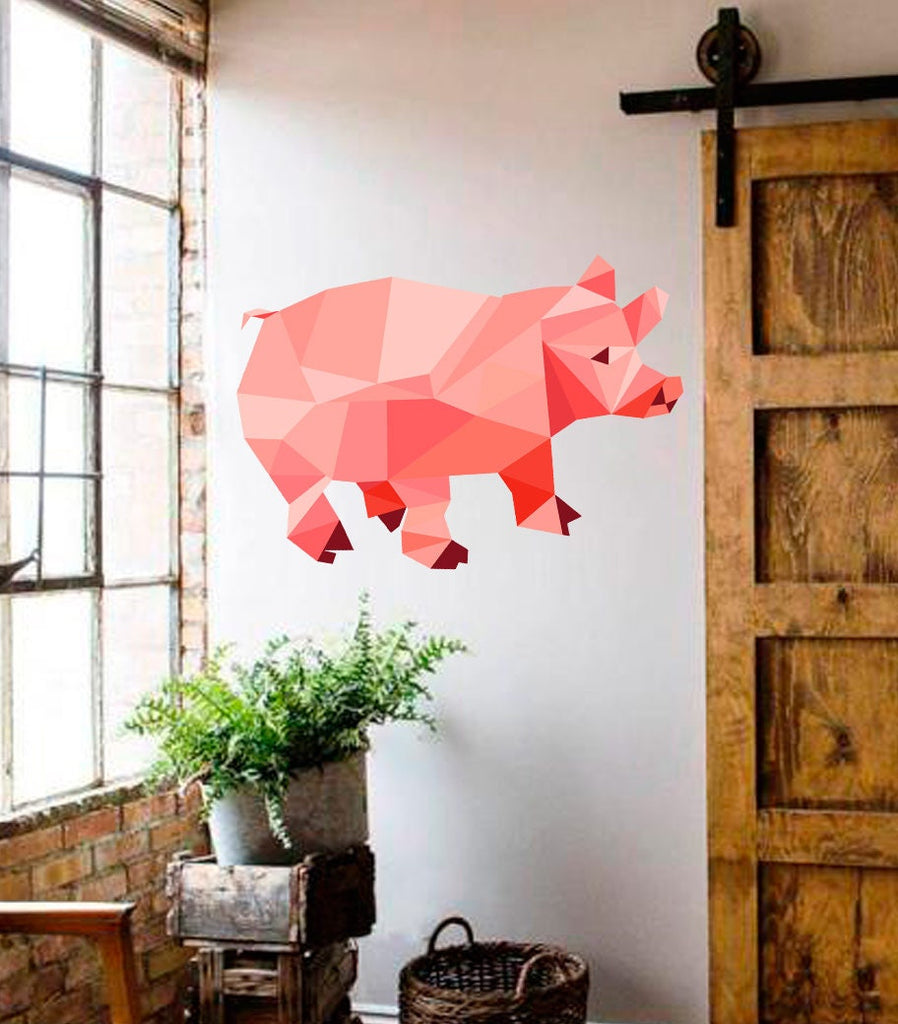 Pig Polygonal Wall Decal, Piglet Wall Decal