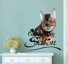 Load image into Gallery viewer, Cat Sticker, Grooming Salon Decal, Polygonal Style Design, Animal Wall Art, Pet Vinyl Wallpapers, Haircut for Cats, Pet Shop, Zoo